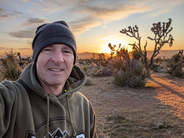 Christoph at sunset in Joshua Tree