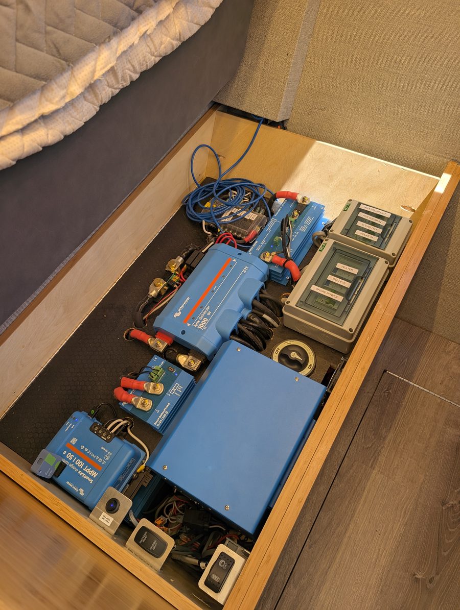 Inside the electrical cabinet of the Rossmonster Baja
